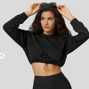Halara Women's Adjustable Drawstring Hem Cropped Casual Sweatshirt Med NWOT